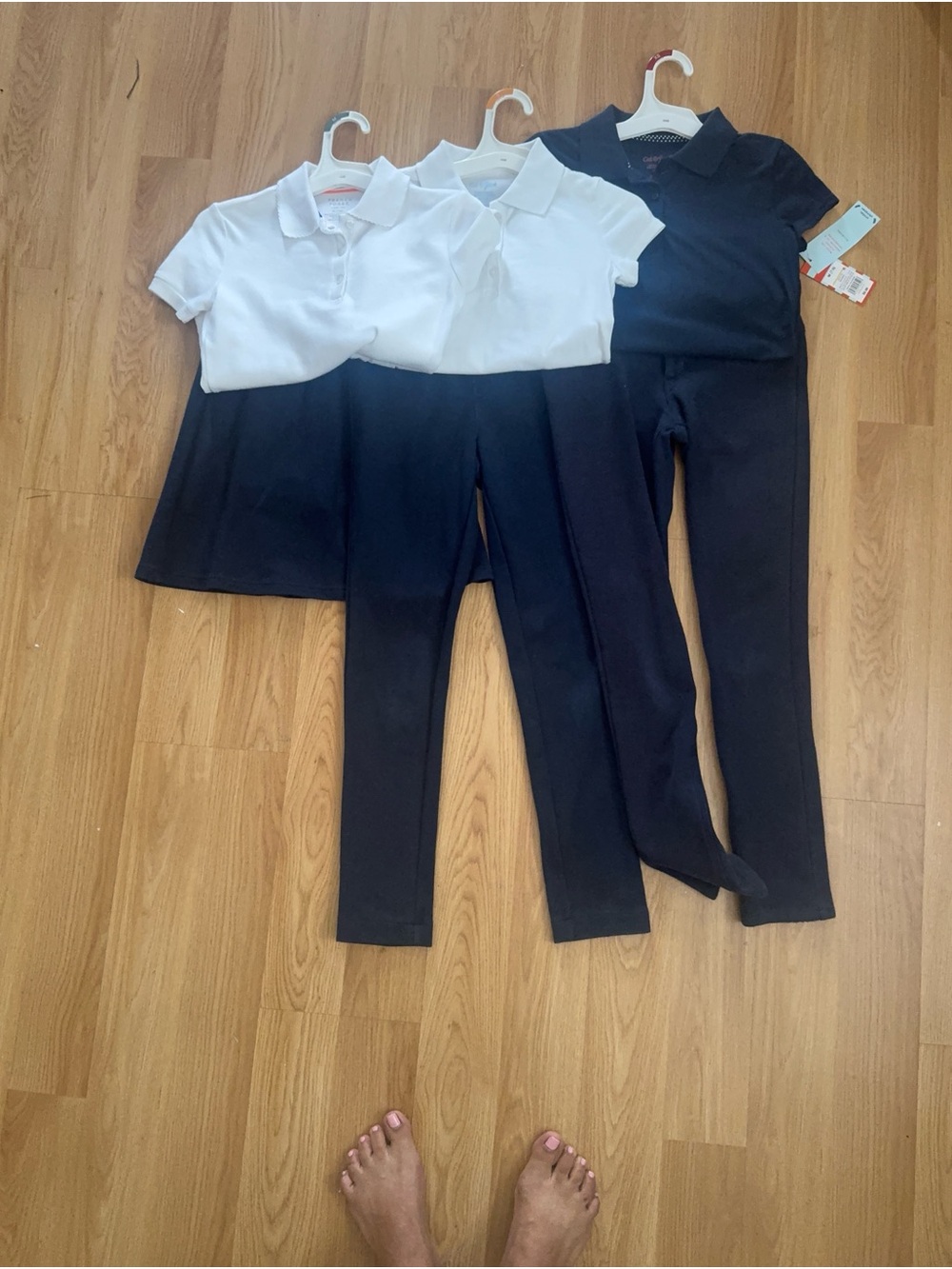 Cat & Jack White and Navy School Polo Set - 3pc